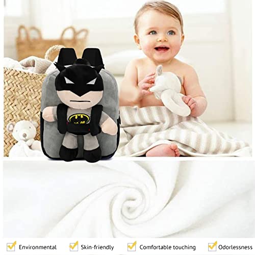 simyron Mochila Batman Bebe Mochila Felpa, Batman Mochila Bebe Guarderia para Mochila de Viaje Escolar Camping Senderismo para Niña y Niño 1-3 Años,Batman