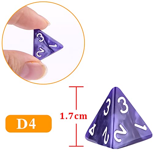 SIQUK 42 Piezas Juego de Dados 4 Caras Dados de rol Poliédrico Dados de Colores con Bolsas para DND RPG MTG