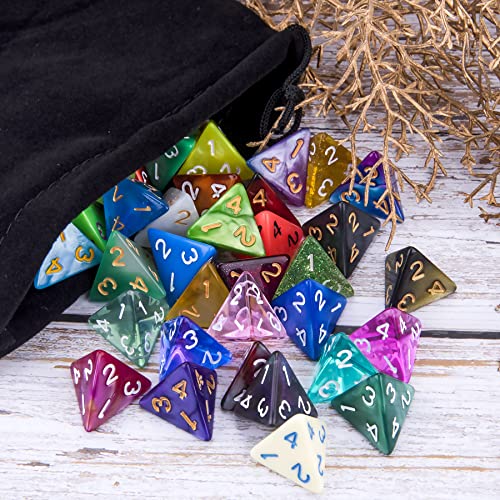 SIQUK 42 Piezas Juego de Dados 4 Caras Dados de rol Poliédrico Dados de Colores con Bolsas para DND RPG MTG