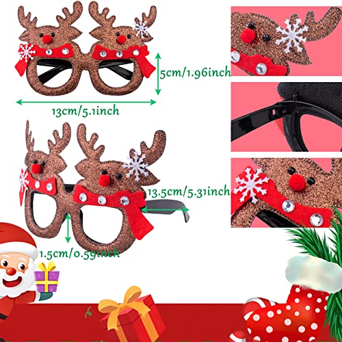 SIQUK 6 Piezas Diadema de Navidad y 6 Piezas Marcos de Gafas de Navidad Diadema Navideña Monturas de Gafas Navideñas para Decoración de Fiesta Navidad