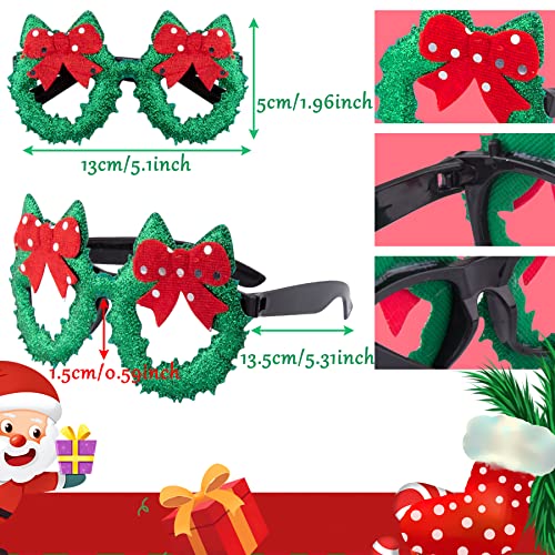 SIQUK 8 Piezas Diadema Navideña y 8 Piezas Navidad Marcos de Gafas Diadema de Navidad Monturas de Gafas Navideñas para Decoración de Fiesta Navidad