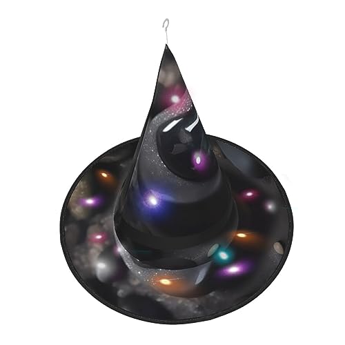 Siulas Sombrero de bruja de piedra de amor misterioso para disfraz de Halloween, perfecto para juegos de rol y decoración de fiestas, sombrero de bruja negro