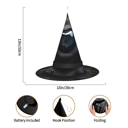 Siulas Sombrero de bruja de piedra de amor misterioso para disfraz de Halloween, perfecto para juegos de rol y decoración de fiestas, sombrero de bruja negro