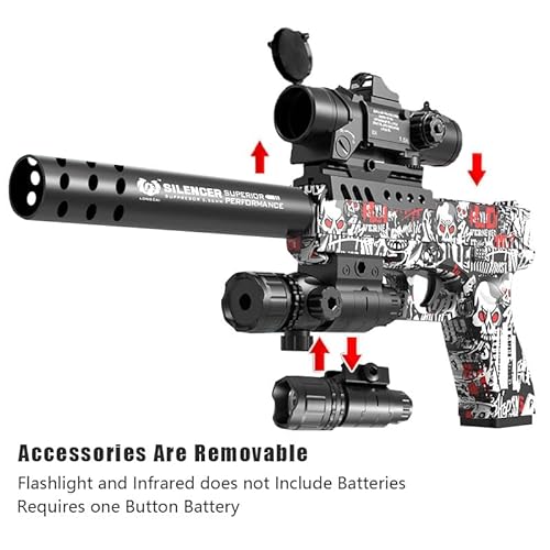 SK MISS Pistola de Juguete,Pistola de Juguete de Grafiti Rojo de Alta Configuración,Juguete de Pistola de Espuma Suave con una Variedad de Accesorios, para niño