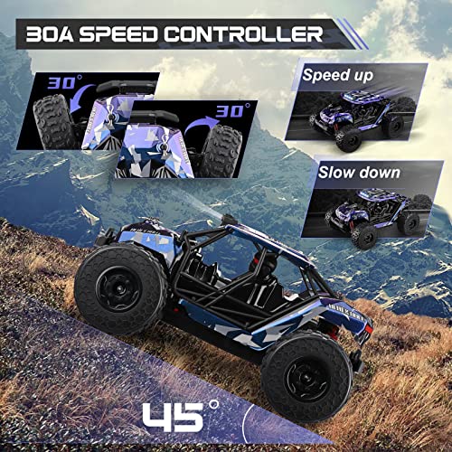 SMAUTOP 1:18 Coche de Control Remoto 60 Km/h, 4WD Coche RC más rápido, Nuevo Motor de Cepillo actualizado con 2 baterías Recargables, Carreras de Bestias Todo Terreno