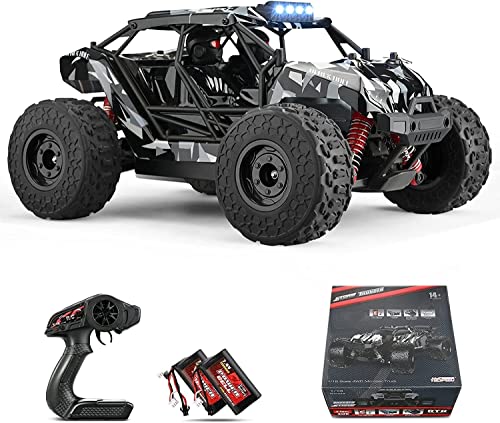 SMAUTOP 1:18 Coche de Control Remoto 60 Km/h, 4WD Coche RC más rápido, Nuevo Motor de Cepillo actualizado con 2 baterías Recargables, Carreras de Bestias Todo Terreno