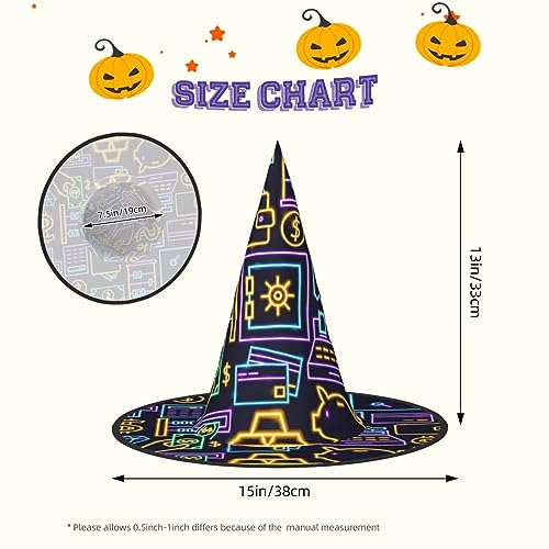 Sombrero de bruja con diseño de videojuegos, cono de Halloween, sombrero de mago, accesorios de fiesta de carnaval, unisex