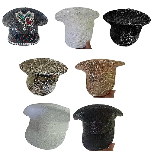 Sombrero de forma sombrero fiesta baile tachonado brillante accesorios escena para DJ sombreros club gorra juego rol sombrero ancha