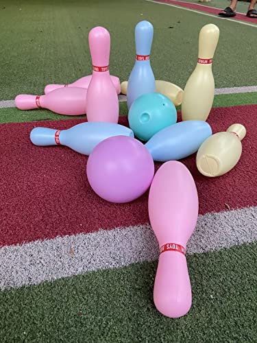 SOWOFA Talla Grande ! Los Juegos al Aire Libre Grandes de los Juegos de los Juguetes de los Juegos del Deporte con 10Pcs Pernos y 2 Bolas de Bolos para los niños y los niños Colorfull