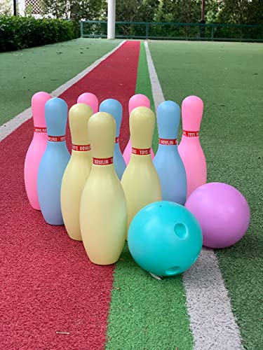 SOWOFA Talla Grande ! Los Juegos al Aire Libre Grandes de los Juegos de los Juguetes de los Juegos del Deporte con 10Pcs Pernos y 2 Bolas de Bolos para los niños y los niños Colorfull