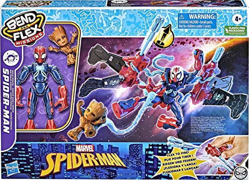 SPIDER-MAN Marvel Bend and Flex Missions - Figura de Spiderman Misión Espacial de 15 cm - para niños a Partir de 4 años