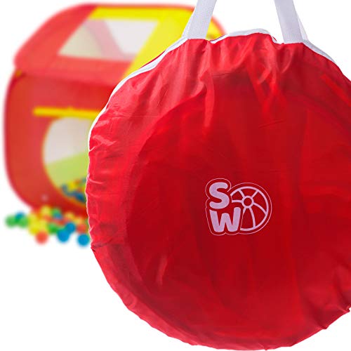 Spielwerk Tienda de Juegos Infantil Función Pop Up 200 Pelotas Bolsa Transporte Piscina de Bolas para Niños Bebés Casita Tipi