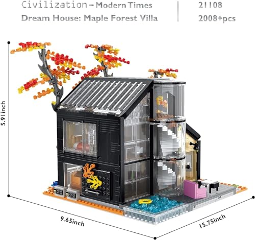 SPIRITS 21108 Juegos de construcción de casas forestales con iluminación for adultos, bloques modulares con vista a la calle, juguete creativo for construir una casa de ensueño, kit for hacer casas, d