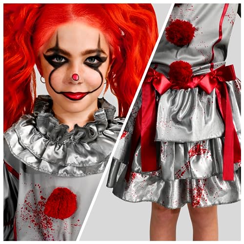 Spooktacular Creations Disfraz de Payaso de chicas, vestido de payaso malvado, disfraz de bufón de miedo para niñas Halloween Dress, juego de roles, cosplay Party-M