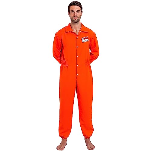 Spooktacular Creations Prisoner Jumpsuit Disfraz de Carcelero con Etiqueta de Nombre de la Prisión Naranja Escapada