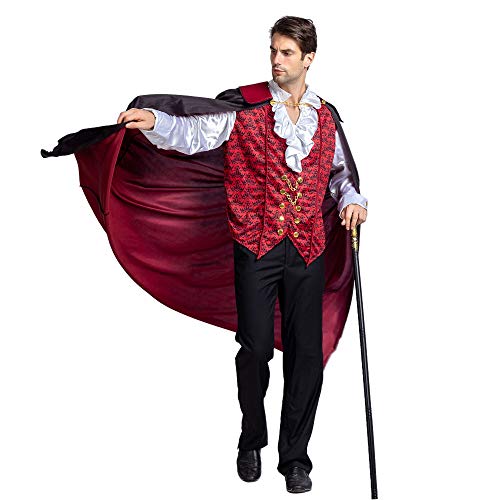 Spooktacular Creations Renacimiento Medieval vampiro espantoso lujo disfraz de Halloween para hombres juego de rol pecados Cosplay (rojo, Medium)