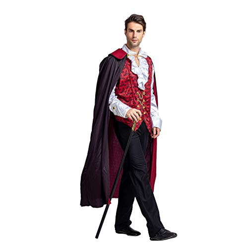 Spooktacular Creations Renacimiento Medieval vampiro espantoso lujo disfraz de Halloween para hombres juego de rol pecados Cosplay (rojo, Medium)