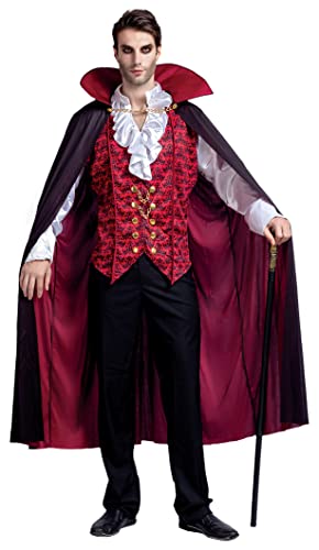 Spooktacular Creations Renacimiento Medieval vampiro espantoso lujo disfraz de Halloween para hombres juego de rol pecados Cosplay (rojo, Medium)