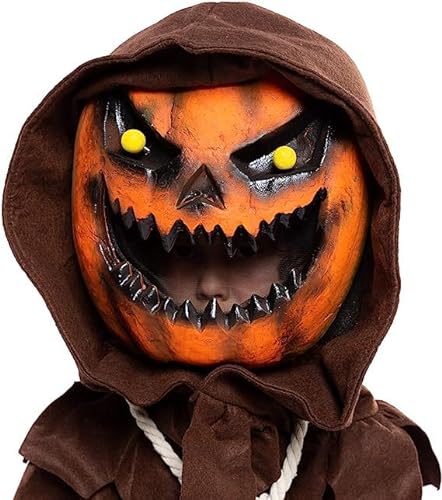 Spooktacular Creations Scarecrow Pumpkin Bobble Head Head con máscara de Halloween de calabaza para niños Rol-Playing (pequeño (5-7 años))