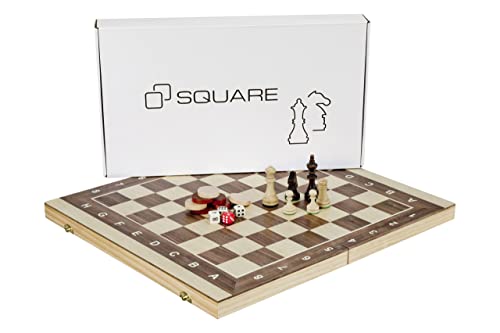 Square – Juego 2 en 1 Presidente - Ajedrez + Backgammon de Madera - 44 x 44 cm