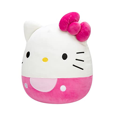 Squishmallows JWHK-12KP Hello Kitty, Sanrio Vestido Rosa de 12 Pulgadas para añadir escuadrón, Animal de Peluche ultrasuave de tamaño Mediano, Peluche Oficial de Kelly