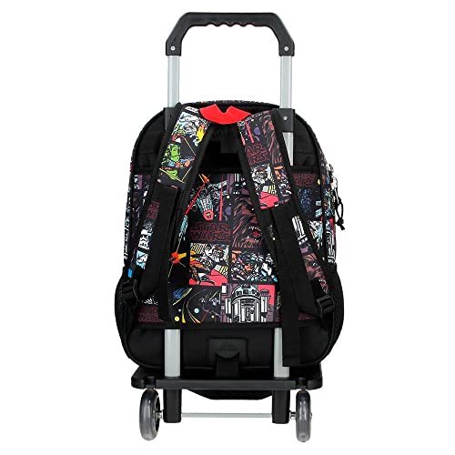 Star Wars Galactic Team Mochila Escolar con Carro Negro 30x38x12 cms Poliéster 13,68L