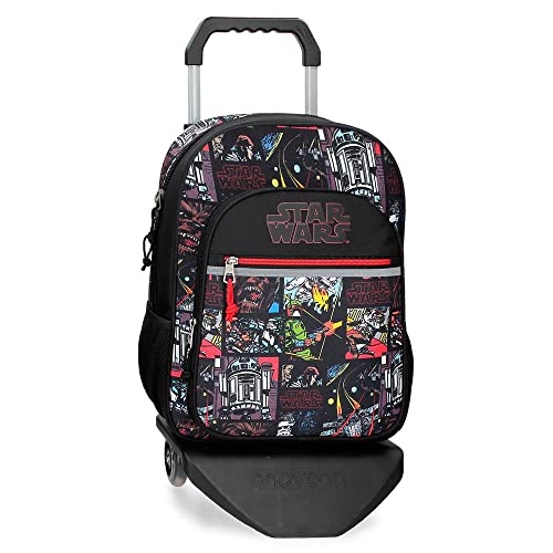 Star Wars Galactic Team Mochila Escolar con Carro Negro 30x38x12 cms Poliéster 13,68L