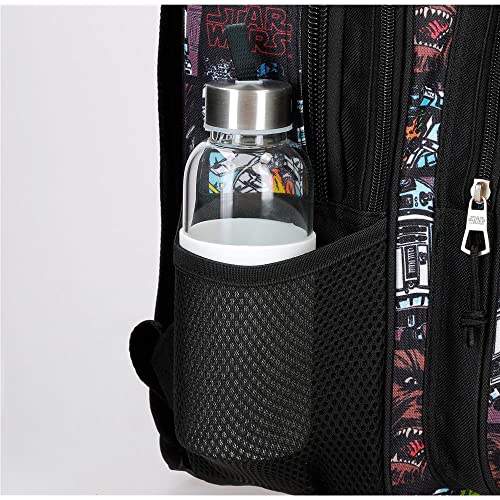 Star Wars Galactic Team Mochila Escolar con Carro Negro 30x38x12 cms Poliéster 13,68L