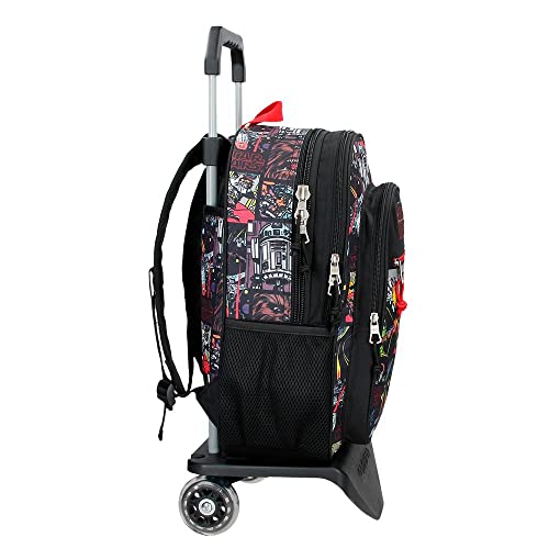 Star Wars Galactic Team Mochila Escolar Doble Compartimento con Carro Negro 30x40x13 cms Poliéster 15,6L