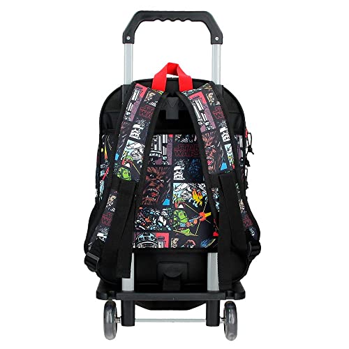 Star Wars Galactic Team Mochila Escolar Doble Compartimento con Carro Negro 30x40x13 cms Poliéster 15,6L