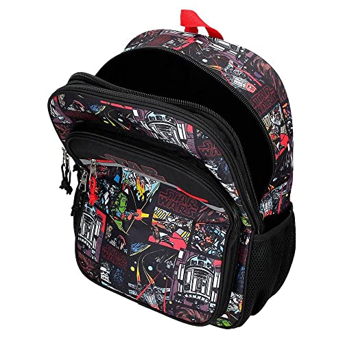 Star Wars Galactic Team Mochila Escolar Doble Compartimento con Carro Negro 30x40x13 cms Poliéster 15,6L