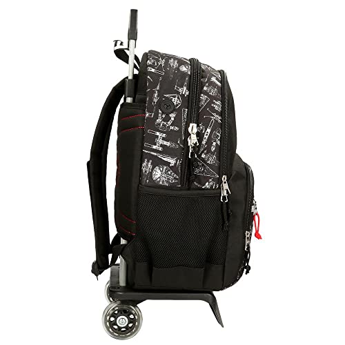 Star Wars Space Mission Mochila Escolar Doble Compartimento con Carro Negro 32x45x15 cms Poliéster 21,6L