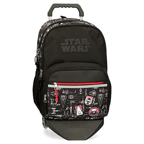 Star Wars Space Mission Mochila Escolar Doble Compartimento con Carro Negro 32x45x15 cms Poliéster 21,6L