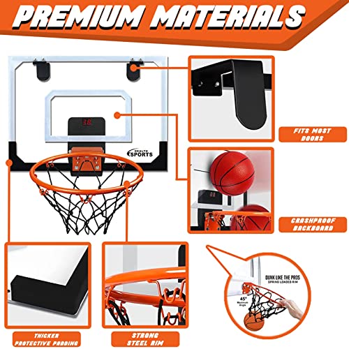 STAY GENT Mini Canasta Baloncesto Exterior con Electrónica Puntuación Registro Sonidos, Canasta Baloncesto Infantiles Interior para Puerta Pared con 4 Balón para Habitacion niños adultos