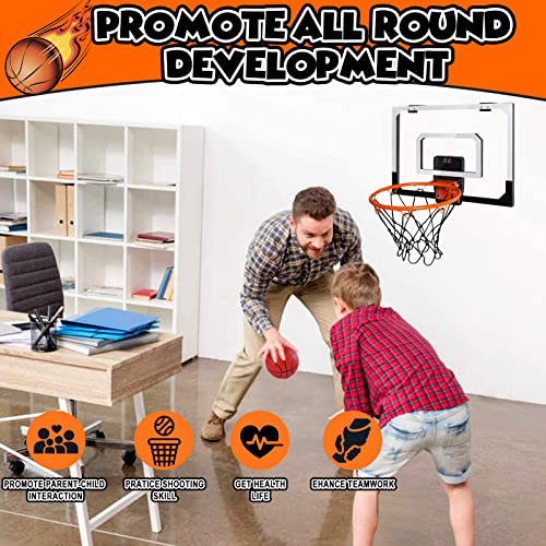 STAY GENT Mini Canasta Baloncesto Exterior con Electrónica Puntuación Registro Sonidos, Canasta Baloncesto Infantiles Interior para Puerta Pared con 4 Balón para Habitacion niños adultos