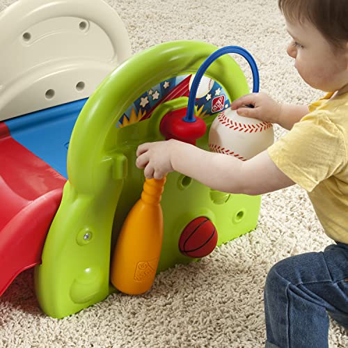 Step2 Sports-Tastic Activity Center Equipo de juego con tobogán y muchas opciones de juego | Tobogán para niños, Canasta de baloncesto, Béisbol y bate de plástico