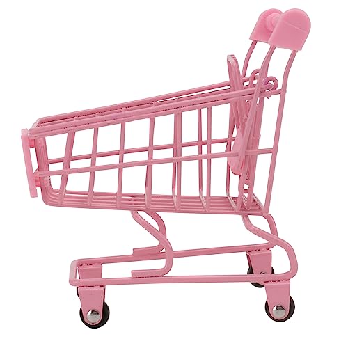 STOBOK 1 Pc Mini Juguete De Almacenamiento De Supermercado Juguetes Carrito De Compras De Escritorio Helados Juguete Cesta Almacenaje Infantil Carro Rosa Titular De La Pluma Bebé Madre