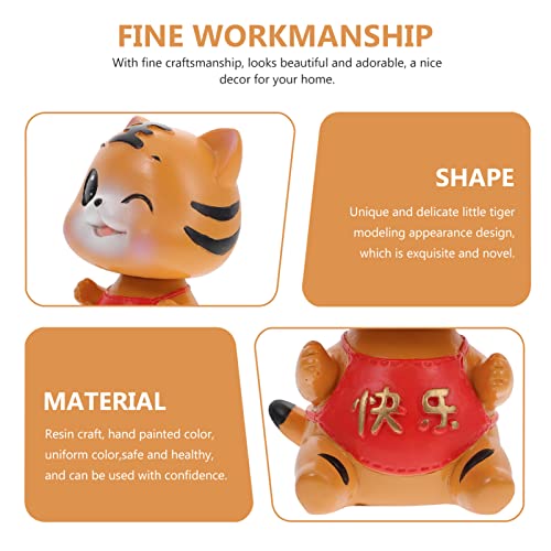 STOBOK Adorno De Coche De Tigre Cabezones Figuras De Animales Decoraciones para Salas De Casa Cifra Hermosos Tigres Decoracion De Mesa Figurilla Guión Digital Interior Resina Miniatura