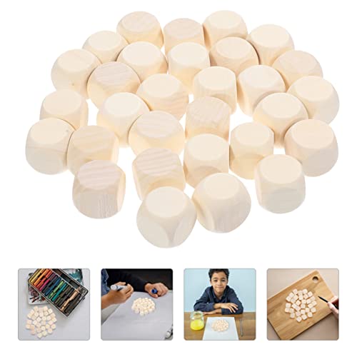 STOBOK Juego De Dados De Madera Sin Terminar De 25Mm Juego De Dados En De Seis Caras Cubos De Madera para Manualidades Bloques Cuadrados De Madera para Manualidades DIY Juego De