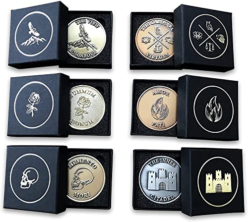 STOIC STORE UK Stoic Coin Collection - Complete Set of 6 Stoic Coins with Presentation Boxes - Memento Mori Coin, Amor Fati Coin, Cardinal Virtues and More