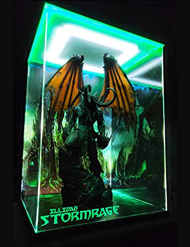 SUH Wow Legión Volver Illidan Carácter Estatua Visualización de Modelo Box diseño único LED Marco de la exhibición Hecha a Mano de PVC Figura Modelo GK Display Cubierta de la Caja de Polvo