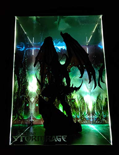 SUH Wow Legión Volver Illidan Carácter Estatua Visualización de Modelo Box diseño único LED Marco de la exhibición Hecha a Mano de PVC Figura Modelo GK Display Cubierta de la Caja de Polvo