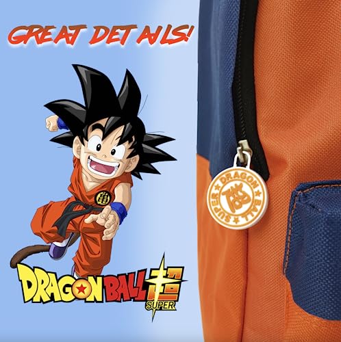 Superdiver Mochila Licencia Oficial Dragon Ball (Bola de Dragon) Kanji Go - 41x31x15 cm - color naranja y azul - con asas acolchadas y bolsillo frontal - Adaptable a trolley (Mochila)