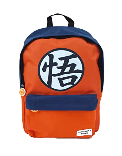 Superdiver Mochila Licencia Oficial Dragon Ball (Bola de Dragon) Kanji Go - 41x31x15 cm - color naranja y azul - con asas acolchadas y bolsillo frontal - Adaptable a trolley (Mochila)