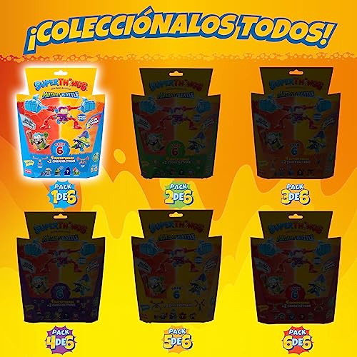 SUPERTHINGS Serie Mutant Battle – Pack de 6. Incluye 4 SuperThings (1 capitán Plateado) y 2 Exoskeletons. Pack 1 de 6