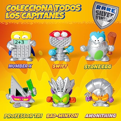 SUPERTHINGS Serie Mutant Battle – Pack de 6. Incluye 4 SuperThings (1 capitán Plateado) y 2 Exoskeletons. Pack 1 de 6