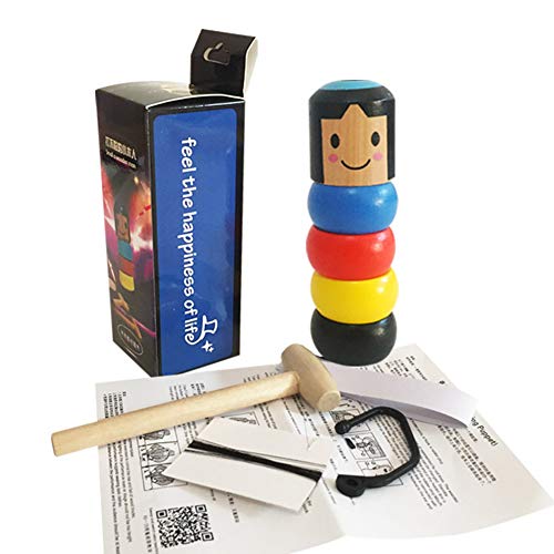 Surakey Juguete de madera para hombre, marioneta Daruma, inmortal, juguete mágico, juguete de madera indestructible, juguete de madera para niños, adultos, accesorios de Navidad