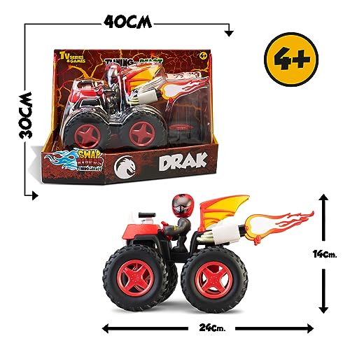 Swap Riders - Quad Drak, vehículo de Juguete con diseño de dragón, con 1 Figura de un Rider, más de 12 Piezas Intercambiables, para niños y niñas Desde 4 años, Famosa (WAP01100)