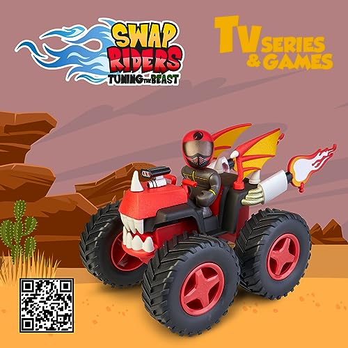 Swap Riders - Quad Drak, vehículo de Juguete con diseño de dragón, con 1 Figura de un Rider, más de 12 Piezas Intercambiables, para niños y niñas Desde 4 años, Famosa (WAP01100)