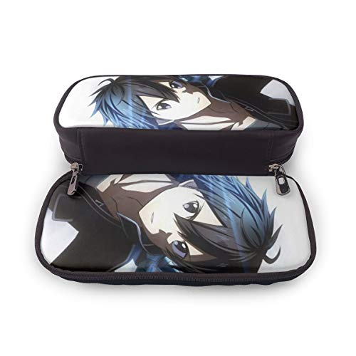 Sword Art Online Kirigaya Kazuto - Estuche para lápices de piel con cremallera de gran capacidad, organizador de almacenamiento para estudiantes